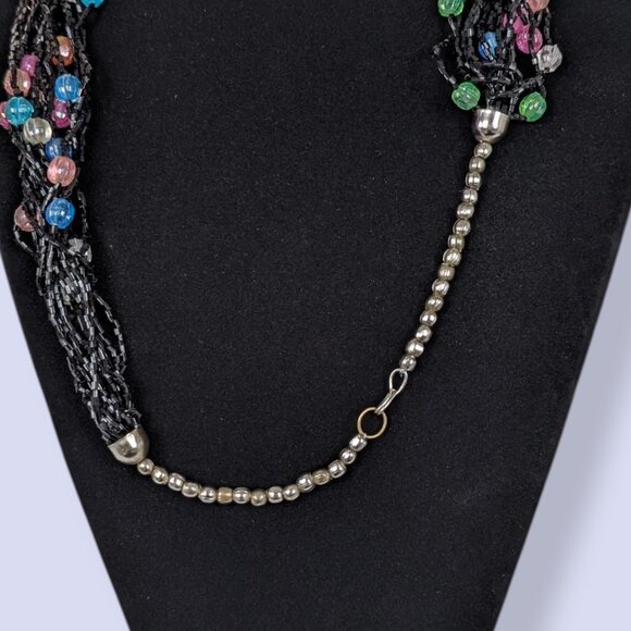 16-Strand Black Bead & Accent Torsade Necklace - Picture 4 of 5